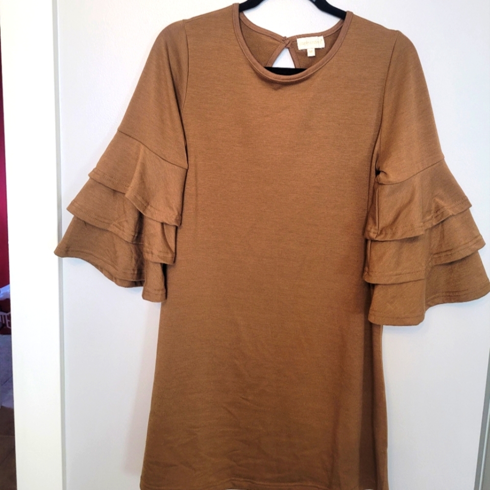 NWOT Simply Southern Caramel Bell-Sleeved Dress